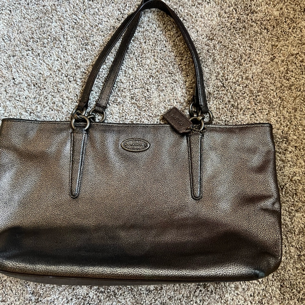 Coach, Chicago Ellis, bronze, metallic pebble, leather tote